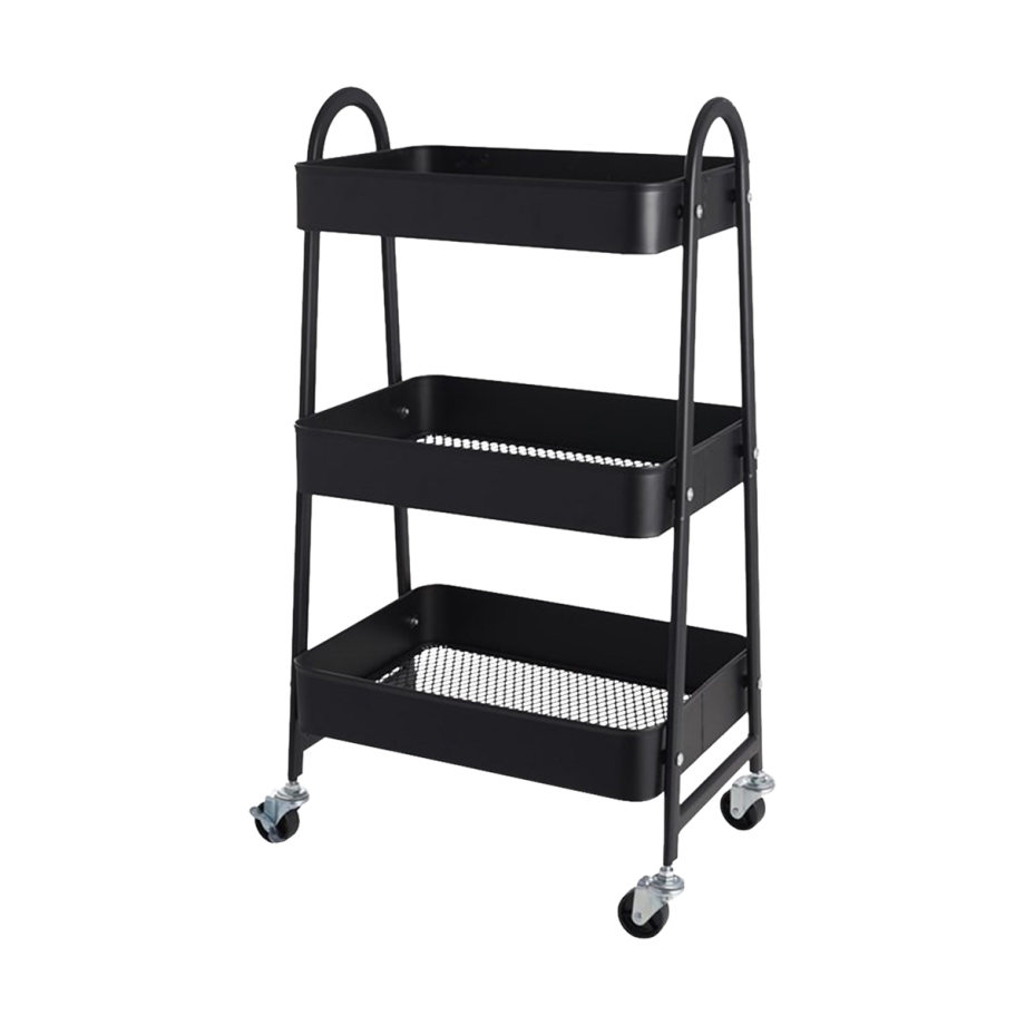 Tirza metalen keukentrolley zwart - met wielen Tirza metalen keukentrolley zwart - met wielen afbeelding 1