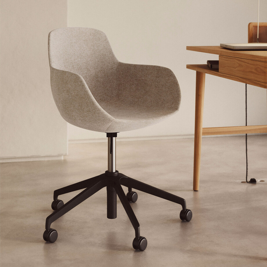 Kave Home Bureaustoel 'Tissiana' Chenille, kleur Beige afbeelding 1