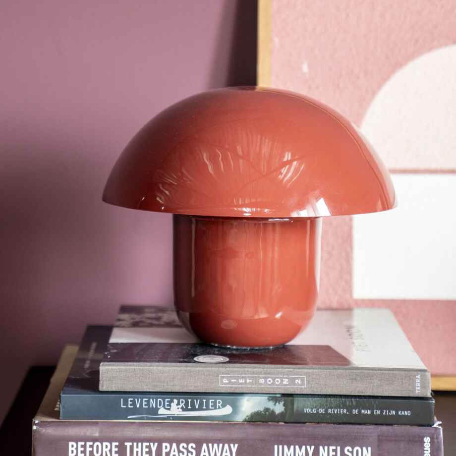 By-Boo Tafellamp 'Toad' 27cm hoog, kleur Koraalrood By-Boo Tafellamp 'Toad' 27cm hoog, kleur Koraalrood afbeelding 1