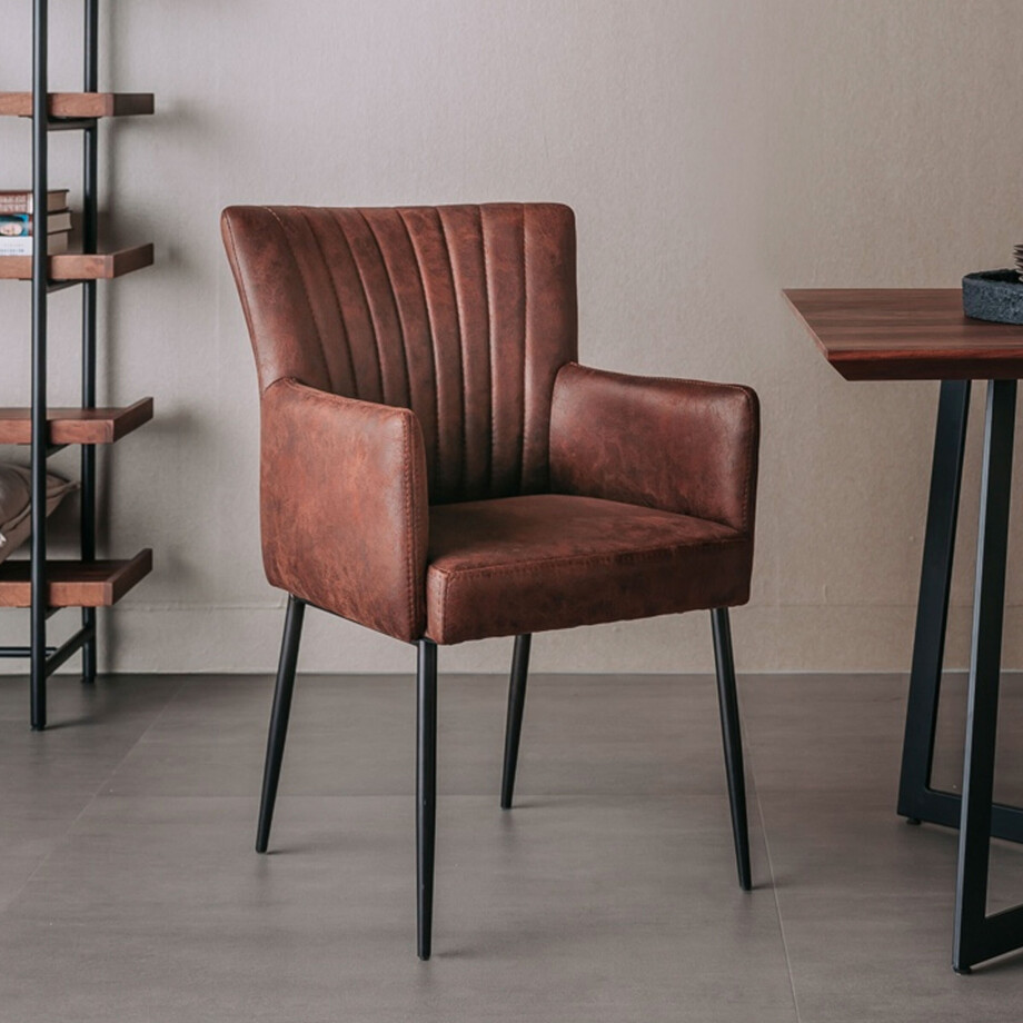Tower Living Eetkamerstoel 'Toledo' Met armleuning, PU leder, kleur Donkerbruin Tower Living Eetkamerstoel 'Toledo' Met armleuning, PU leder, kleur Donkerbruin afbeelding 1