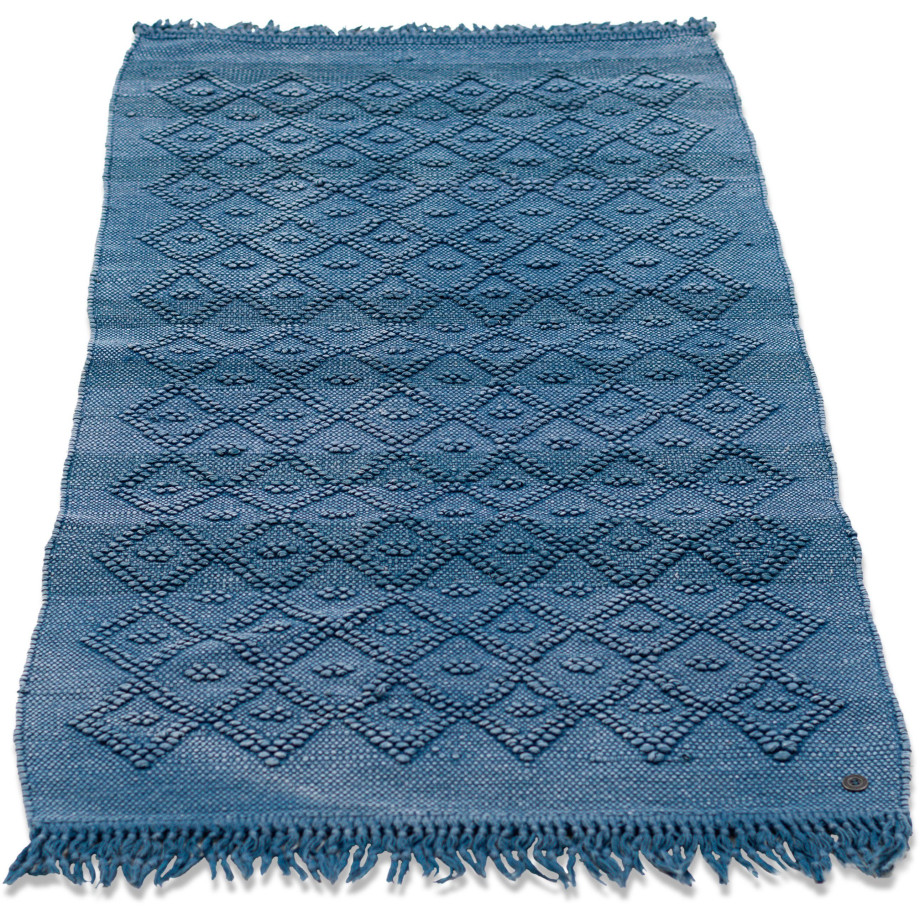 TOM TAILOR HOME Badmat Vintage wash Badmat, uni kleuren, ruitpatroon, met franjes, 100% katoen (1 stuk) afbeelding 1