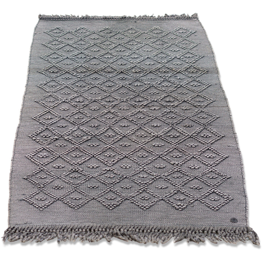 TOM TAILOR HOME Badmat Vintage wash Badmat, uni kleuren, ruitpatroon, met franjes, 100% katoen (1 stuk) afbeelding 1
