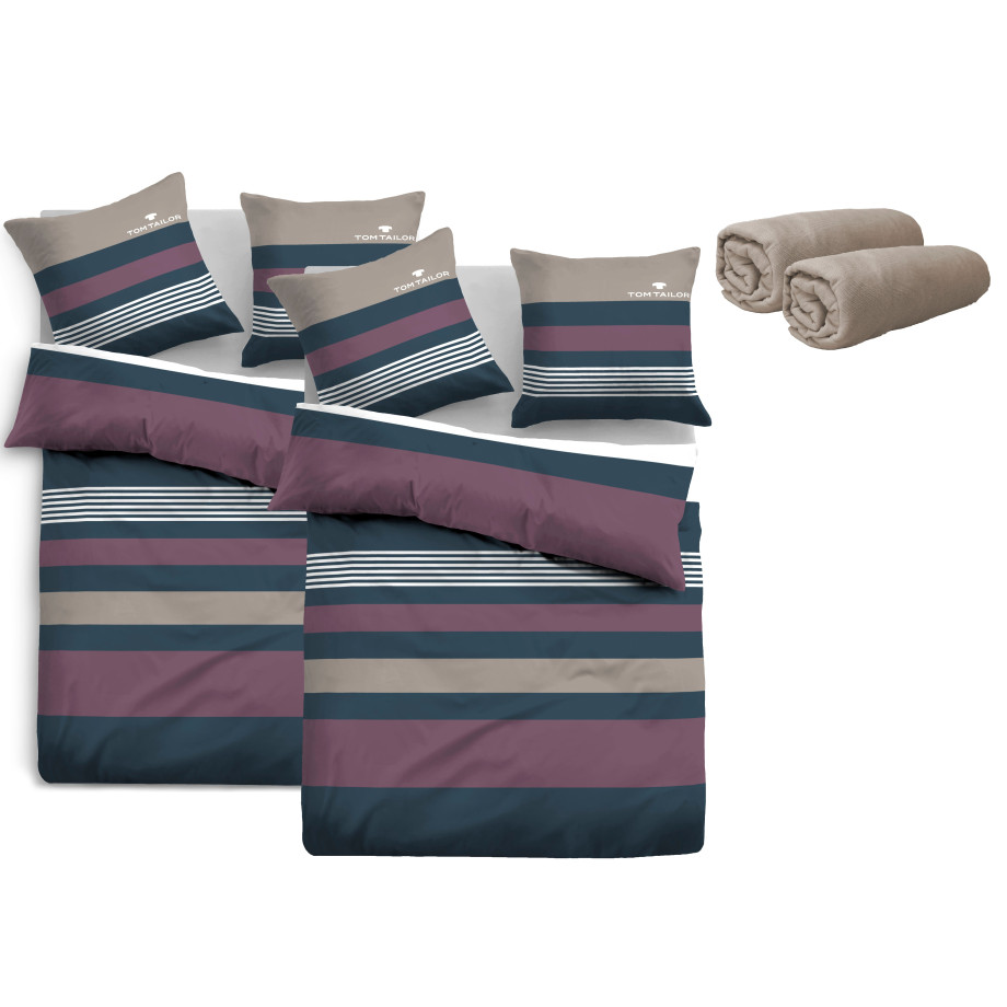 TOM TAILOR HOME Overtrekset Carl in mt. 135x200 of 155x220 cm met gratis geschenk: hoeslaken, 100% katoen, met ritssluiting afbeelding 1