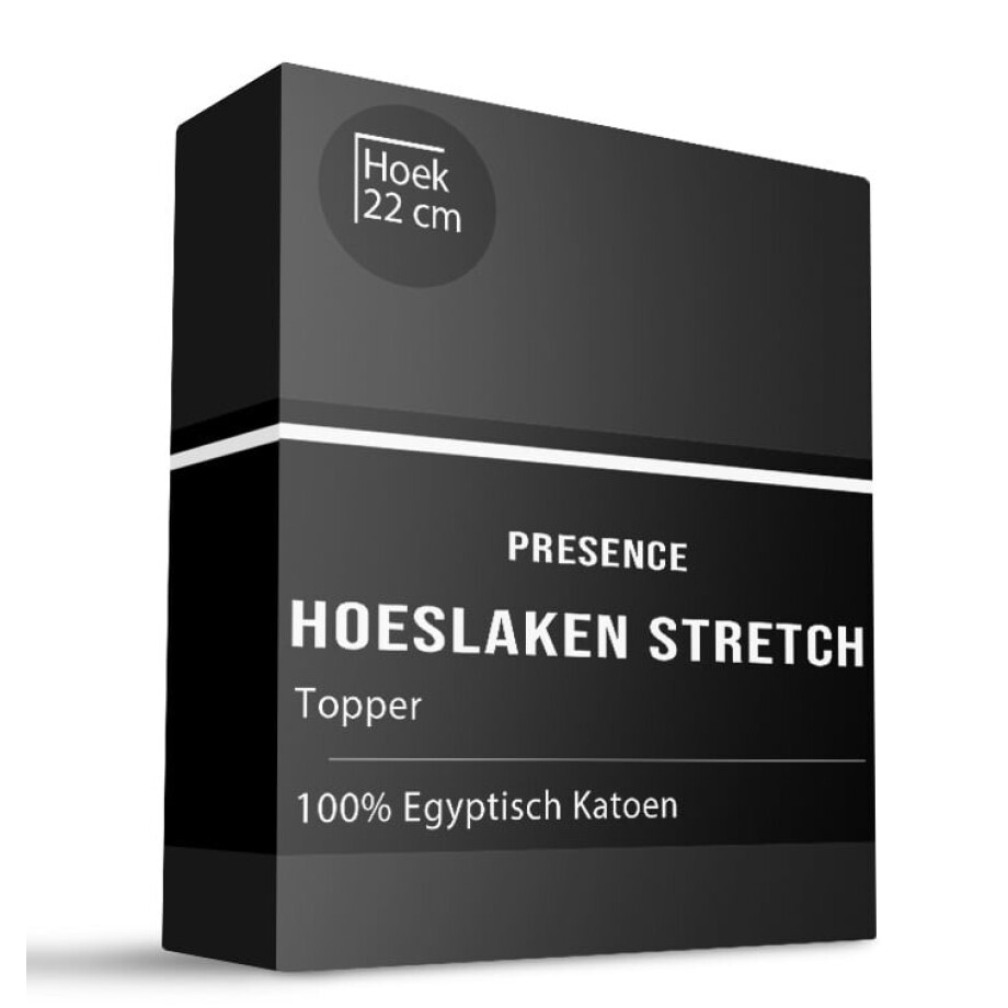 Topper Hoeslaken - Egyptisch Katoen Stretch - Antraciet - 140x200 cm - Zwart - Presence - Dekbed-Discounter.nl afbeelding 