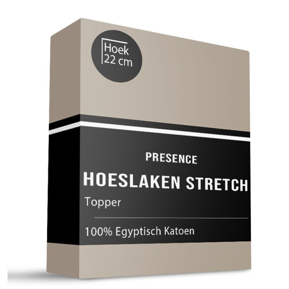 Topper Hoeslaken - Egyptisch Katoen Stretch - Taupe - 90x200 cm - Taupe - Presence - Dekbed-Discounter.nl afbeelding 