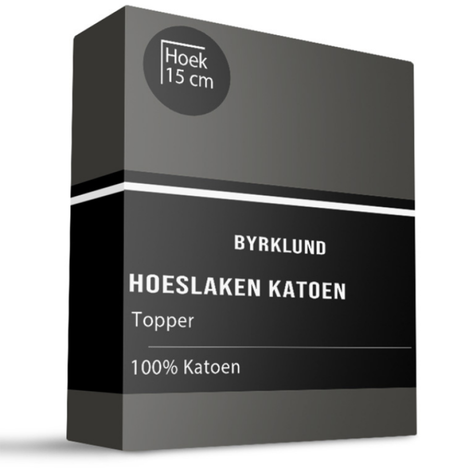 Topper Hoeslaken - Katoen - Antraciet - 90x220 cm - Antraciet - Byrklund - Dekbed-Discounter.nl afbeelding 