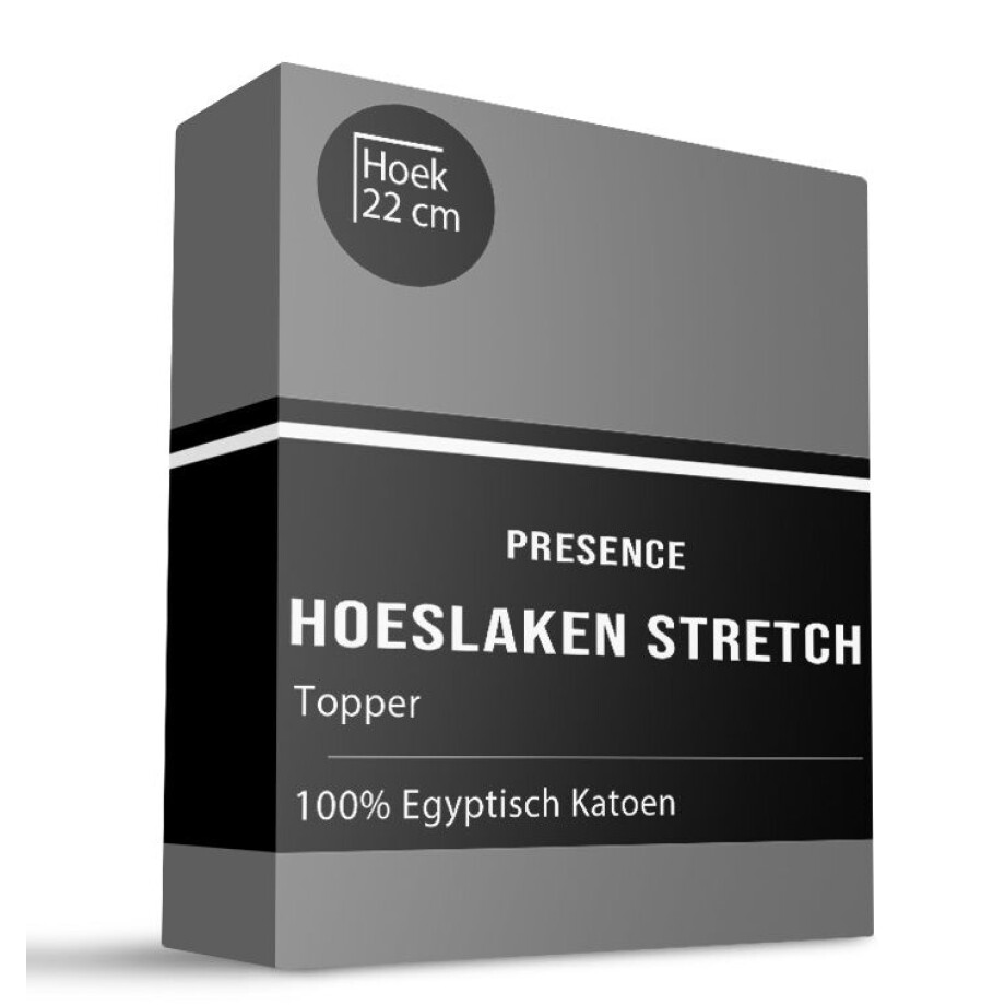Topper Hoeslaken - Egyptisch Katoen Jersey Stretch - 80x200cm - Grijs - Presence - Dekbed-Discounter.nl afbeelding 