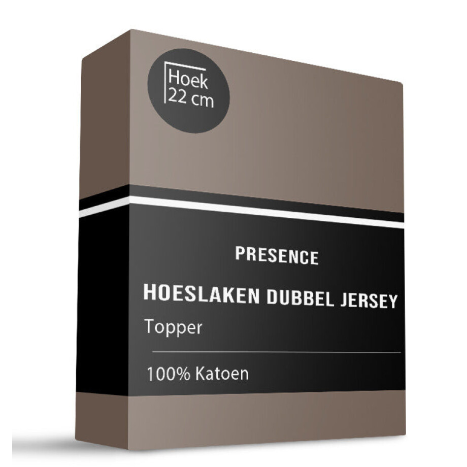 Topper Hoeslaken - Katoen Dubbel Jersey - Taupe - 180x200cm - Taupe - Presence - Dekbed-Discounter.nl afbeelding 