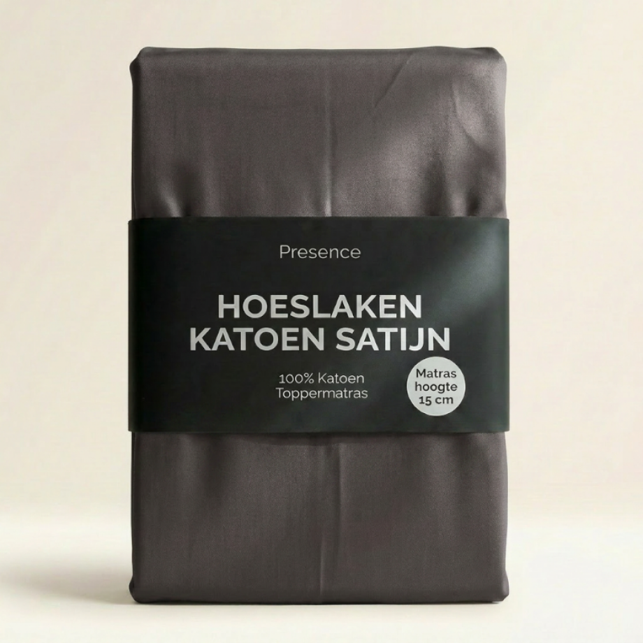 Topper Hoeslaken - Katoen Satijn - Antraciet - 90x200cm - Antraciet - Dekbed Discounter - Dekbed-Discounter.nl afbeelding 