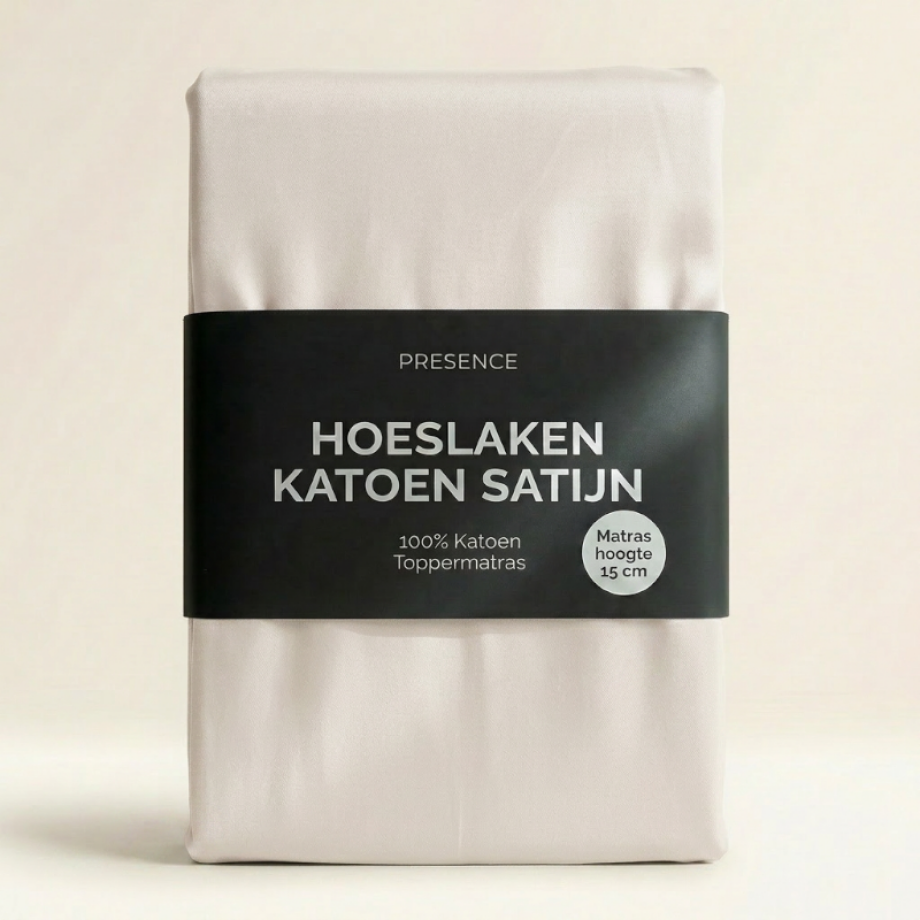 Topper Hoeslaken - Katoen Satijn - Crème - 140x200cm - Crème - Dekbed Discounter - Dekbed-Discounter.nl afbeelding 