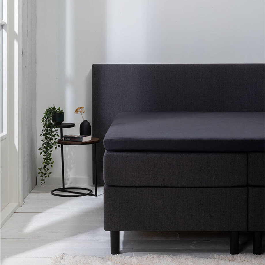 Topper Hoeslaken - Luna Stretch - 2-PACK - 180x200cm - Antraciet - Luna Bedding - Dekbed-Discounter.nl afbeelding 