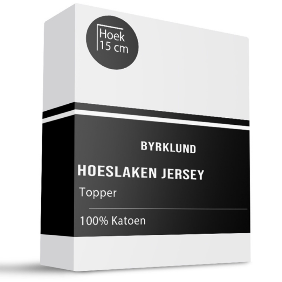 Topper Hoeslaken - Jersey Katoen Stretch - Wit - 160x200 cm - Wit - Byrklund - Dekbed-Discounter.nl afbeelding 