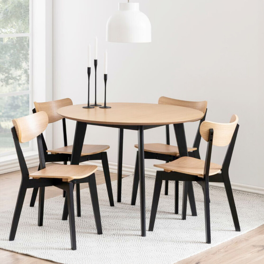 Bendt Ronde Eettafel 'Torkil' Ø105cm, kleur Naturel/Zwart afbeelding 1