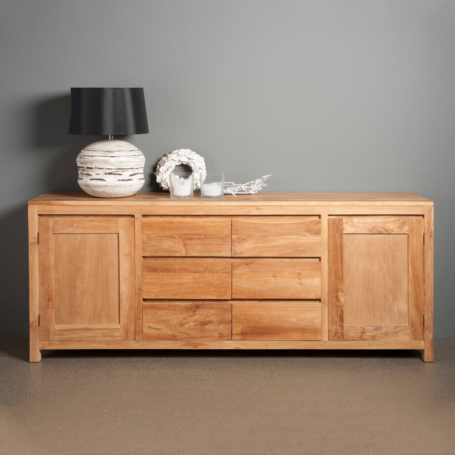 Tower Living Dressoir 'Corona' Teak, 220cm Tower Living Dressoir 'Corona' Teak, 220cm afbeelding