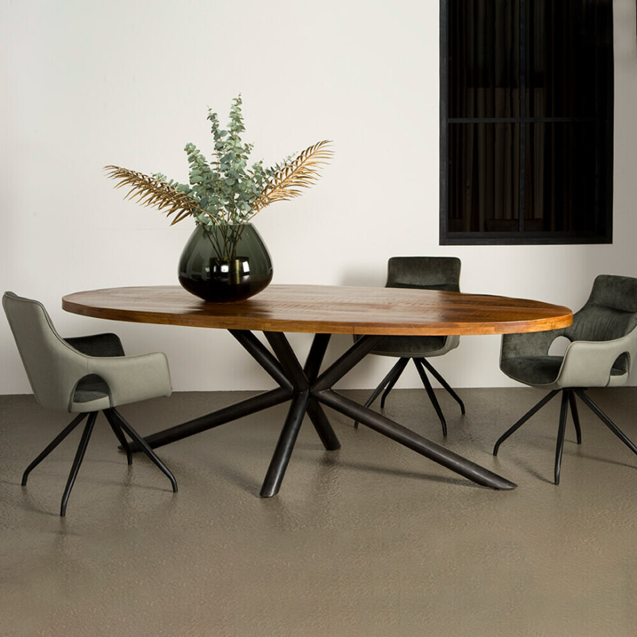 Tower Living Ovale Eettafel 'Selva' Mangohout, 200 x 100cm, kleur Naturel Tower Living Ovale Eettafel 'Selva' Mangohout, 200 x 100cm, kleur Naturel afbeelding 1