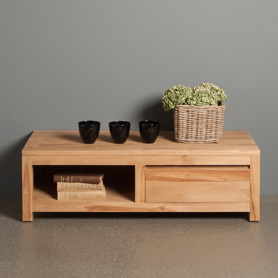 Tower Living Tv-meubel 'Corona' Teak, met 1 lade Tower Living Tv-meubel 'Corona' Teak, met 1 lade afbeelding