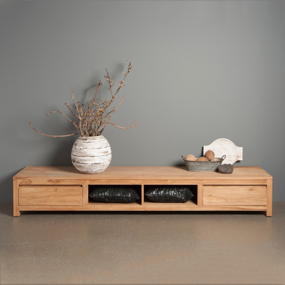 Tower Living TV-meubel 'Corona' Teak, 240cm Tower Living TV-meubel 'Corona' Teak, 240cm afbeelding