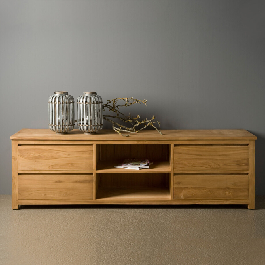 Tower Living TV-meubel 'Corona' Teak, 200cm Tower Living TV-meubel 'Corona' Teak, 200cm afbeelding