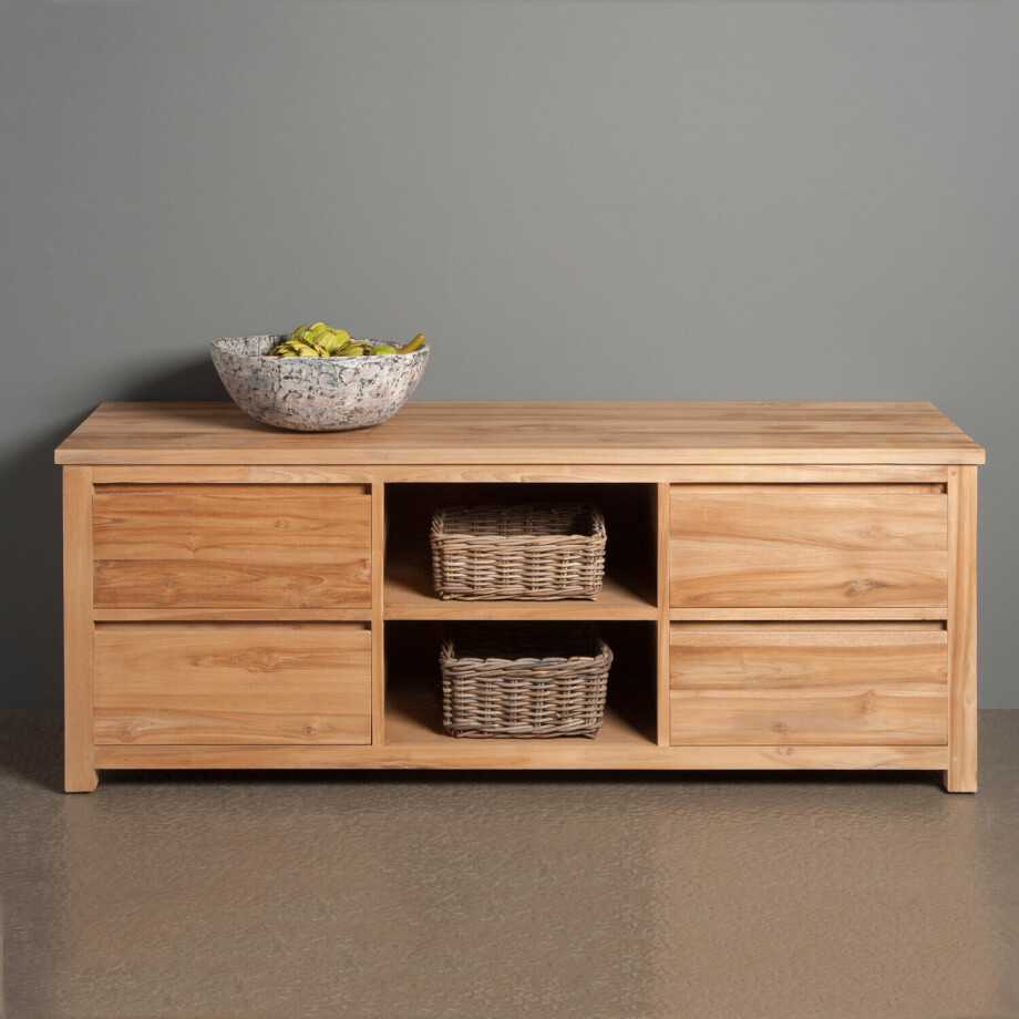 Tower Living TV-meubel 'Corona' Teak, 160cm Tower Living TV-meubel 'Corona' Teak, 160cm afbeelding