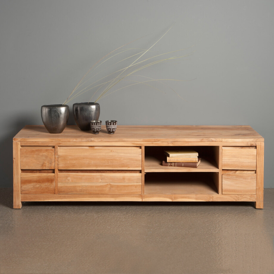 Tower Living TV-meubel 'Corona' Teak, 170cm Tower Living TV-meubel 'Corona' Teak, 170cm afbeelding