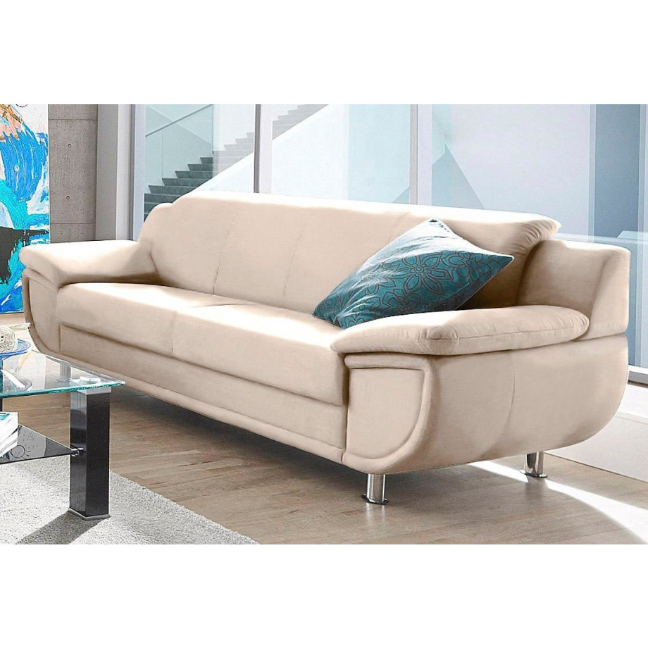 TRENDMANUFAKTUR 3-zitsbank Rondo, breedte 207 cm, brede armleuningen, chromen poten Big-sofa optioneel met bonnellvering, in verschillende bekledingen bestelbaar afbeelding 1