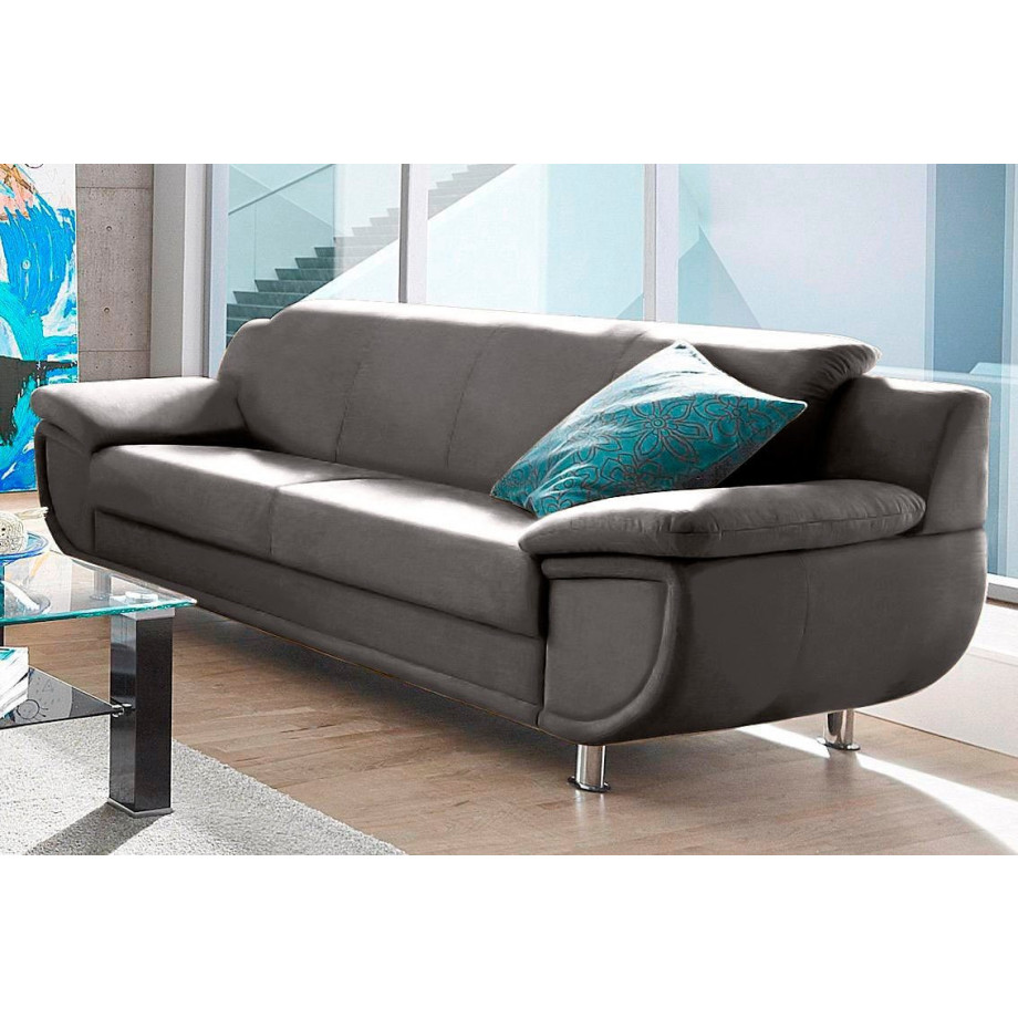 TRENDMANUFAKTUR 3-zitsbank Rondo, breedte 207 cm, brede armleuningen, chromen poten Big-sofa optioneel met bonnellvering, in verschillende bekledingen bestelbaar afbeelding 1