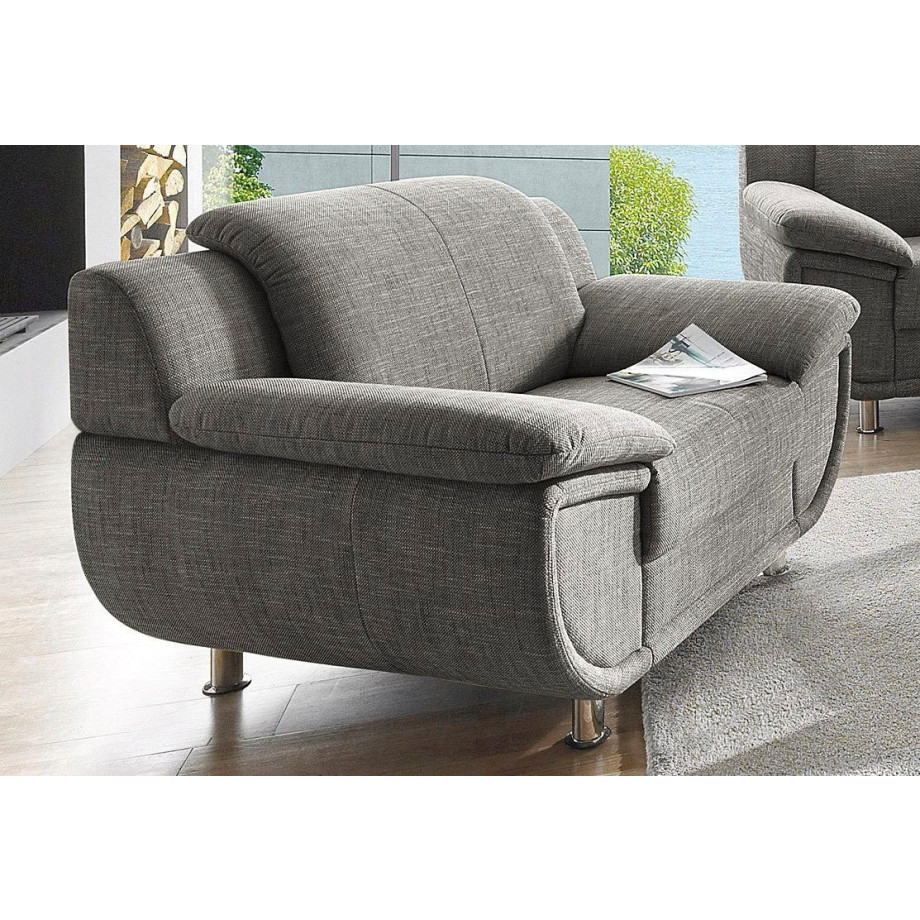 TRENDMANUFAKTUR Fauteuil Rondo, breedte 121 cm, brede armleuningen, chromen poten afbeelding 1