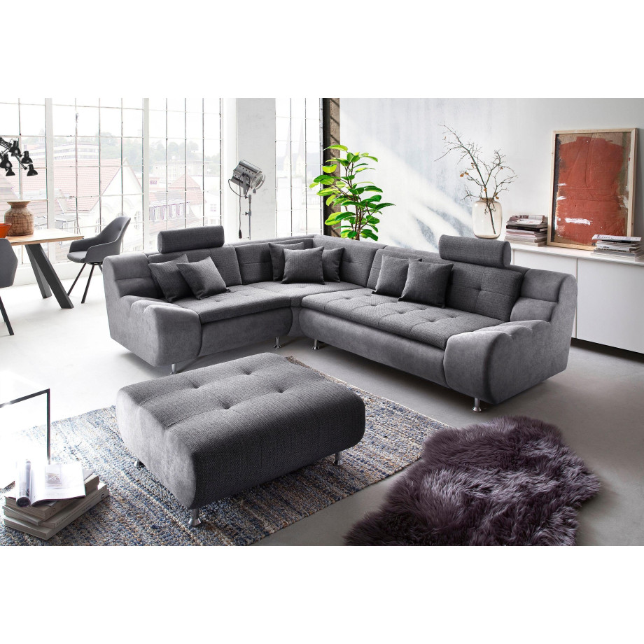 Trends by HG Hoekbank Loft L-vorm met hoofdsteunen en metalen voet, vrij plaatsbaar afbeelding 1