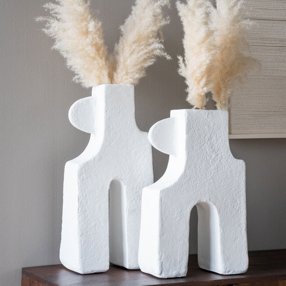 By-Boo Vaas 'Tribe' klein, 47cm, kleur Wit afbeelding 1