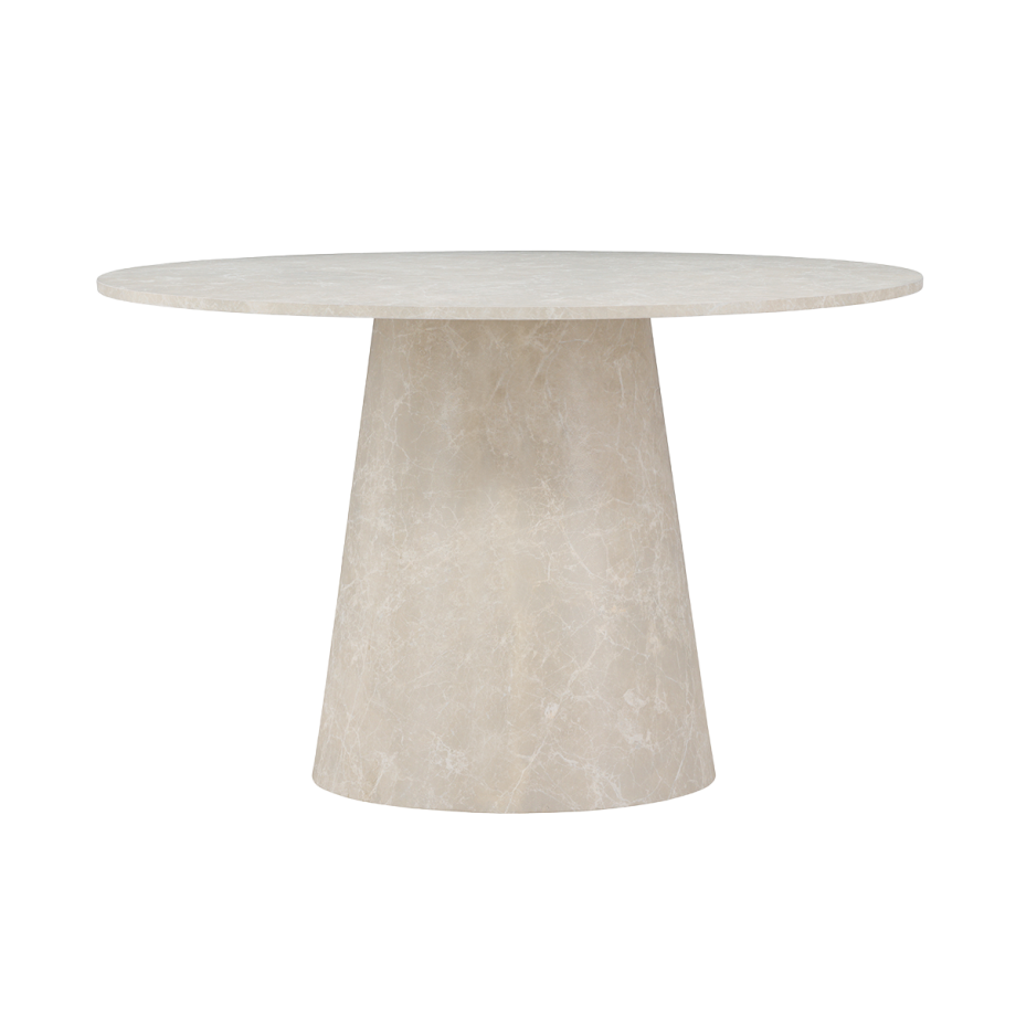 Trude houten eettafel beige marmerlook - Ø 120 cm afbeelding 1
