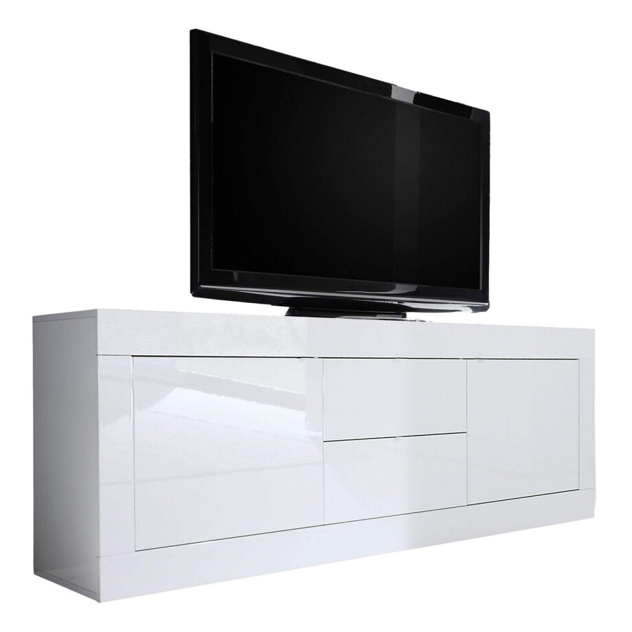 Tv-meubel Basic 210 cm breed in hoogglans wit afbeelding 1