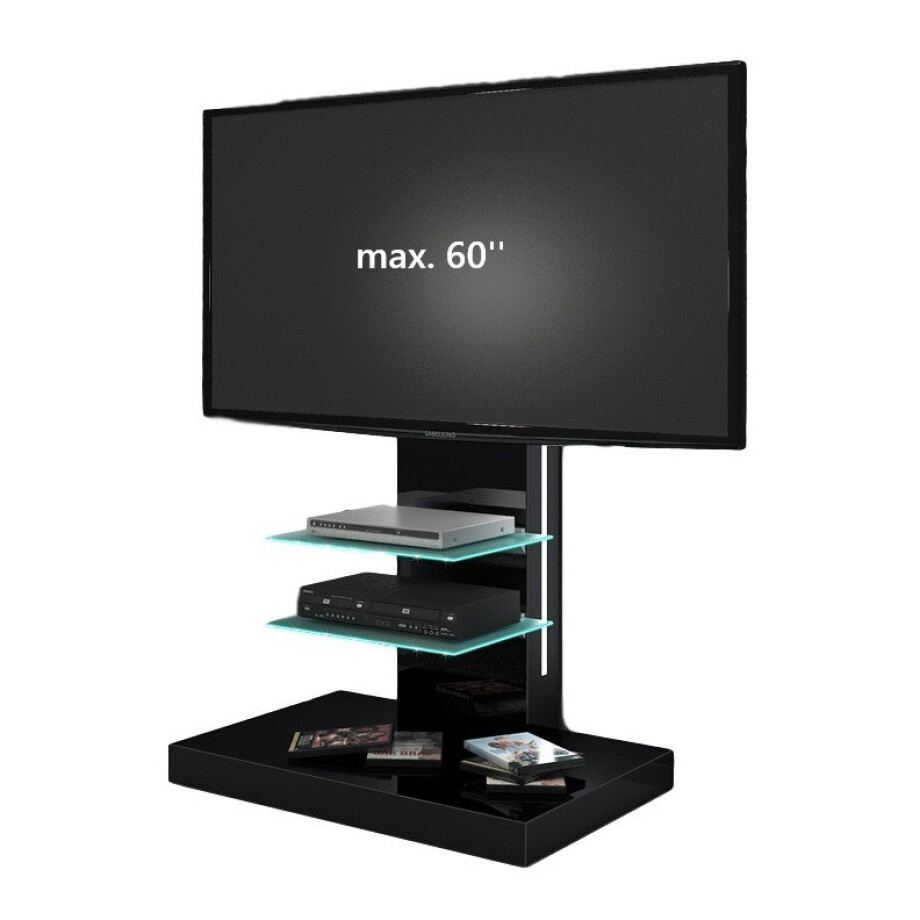 Tv-meubel Marino van 133 cm hoog in Hoogglans zwart Tv-meubel Marino van 133 cm hoog in Hoogglans zwart afbeelding 1