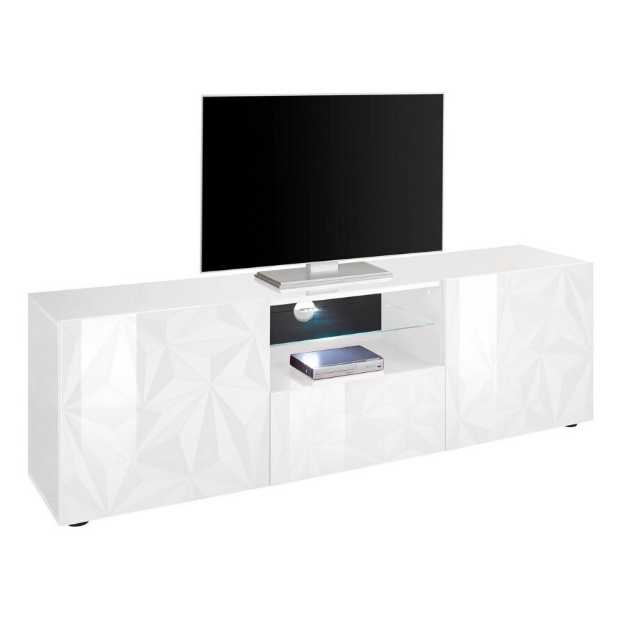 Tv-meubel Prisma 181 cm breed in hoogglans wit Tv-meubel Prisma 181 cm breed in hoogglans wit afbeelding 1