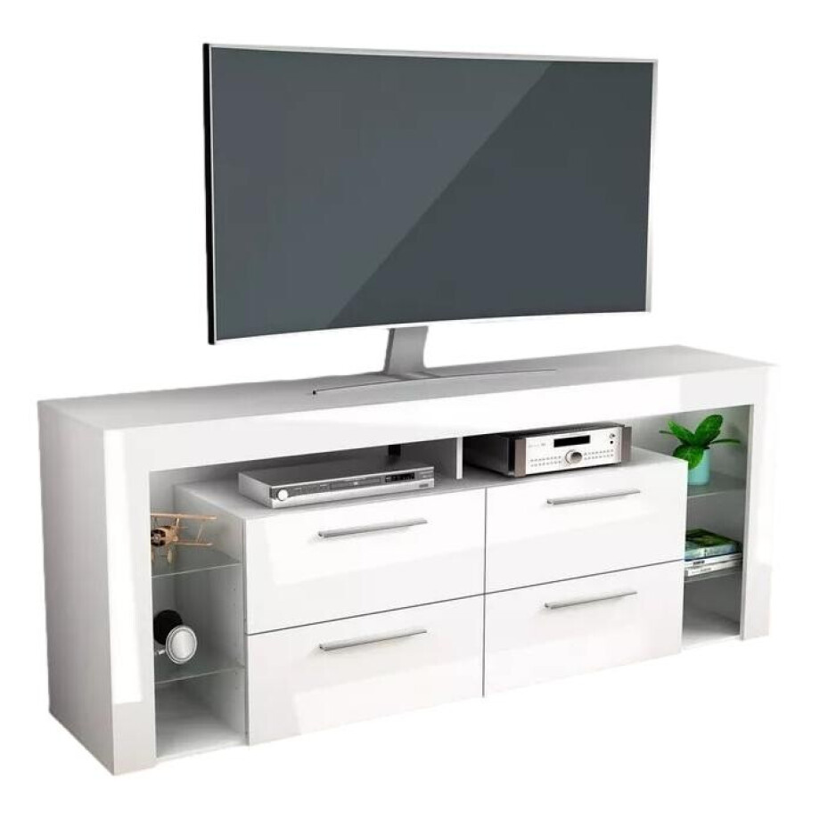 Tv-meubel Raymond 180 cm breed hoogglans wit afbeelding 1
