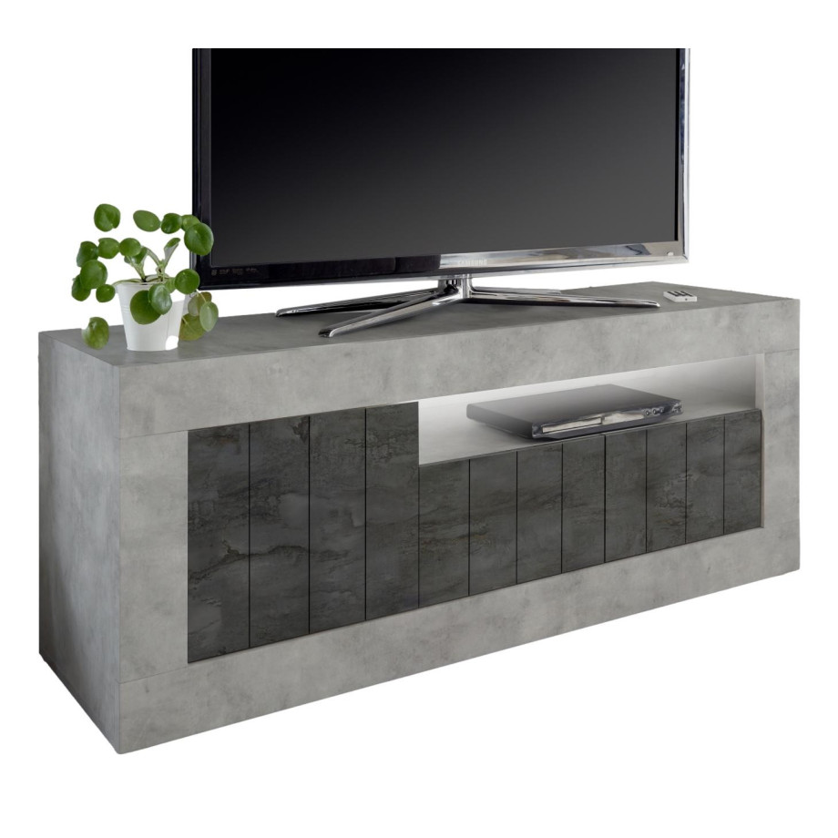 Tv-meubel Urbino 138 cm breed in grijs beton met oxid afbeelding 1