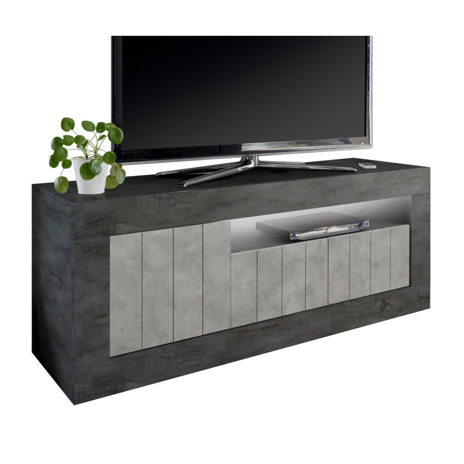 Tv-meubel Urbino 138 cm breed in Oxid met grijs beton afbeelding 1
