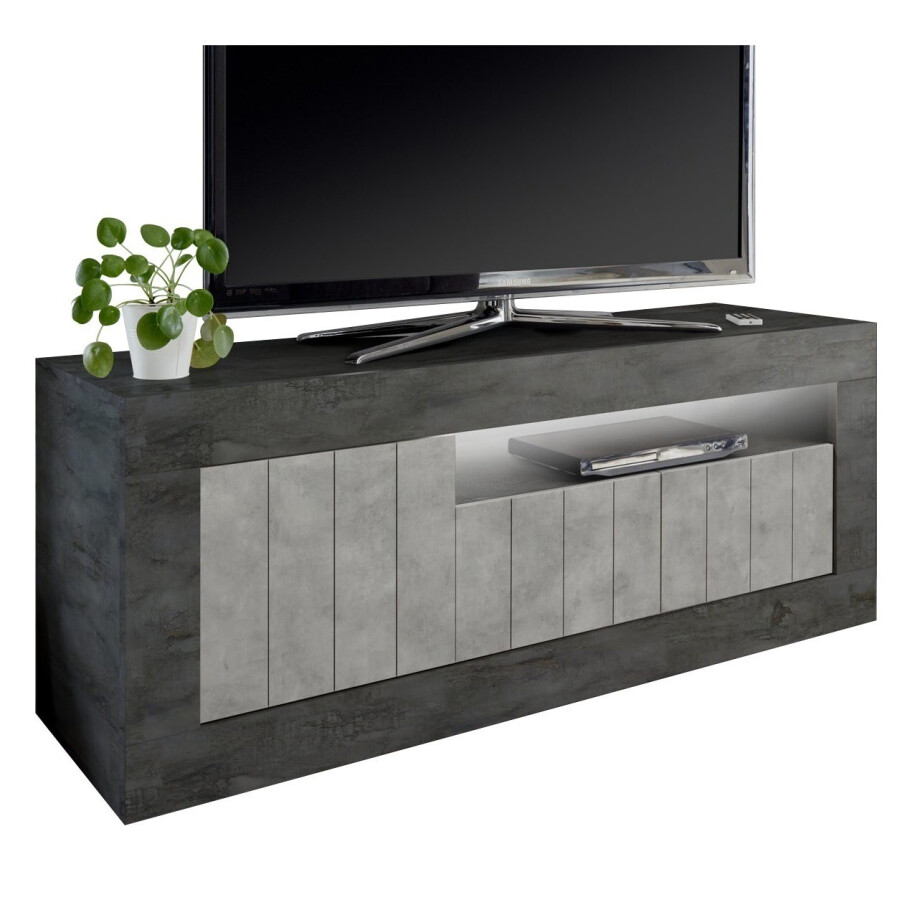 Tv-meubel Urbino 138 cm breed in Oxid met grijs beton Tv-meubel Urbino 138 cm breed in Oxid met grijs beton afbeelding 1