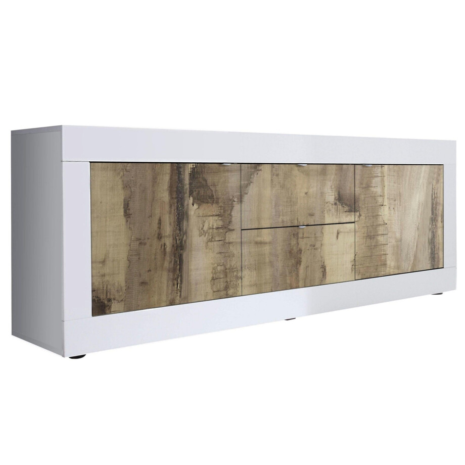 Tv-meubel Basic 210 cm breed wit met eiken afbeelding 1
