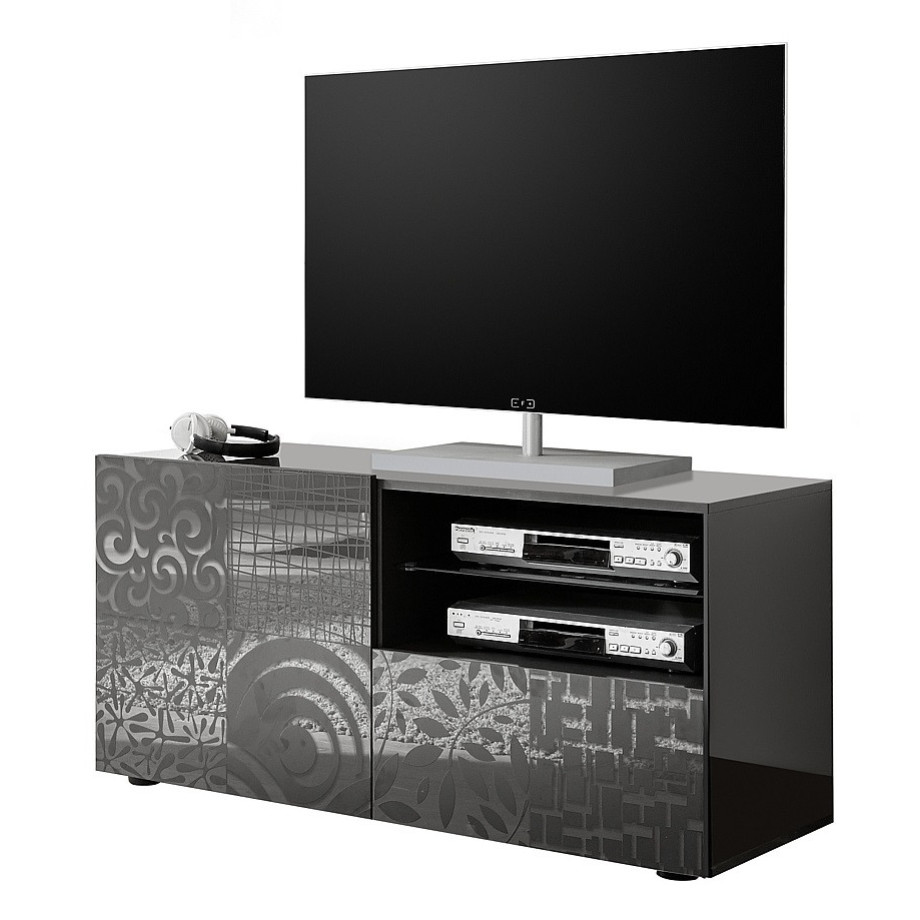 Tv-meubel Miro 121 cm breed in hoogglans antraciet afbeelding 1