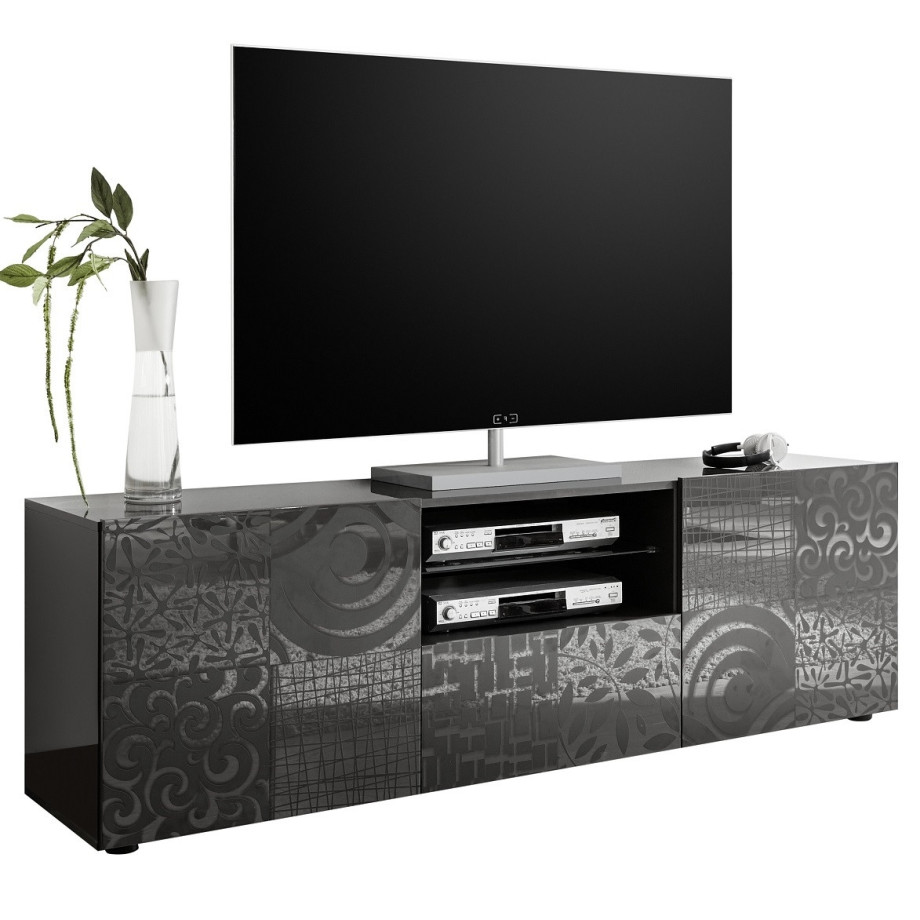 Tv-meubel Miro 181 cm breed in hoogglans antraciet afbeelding 1