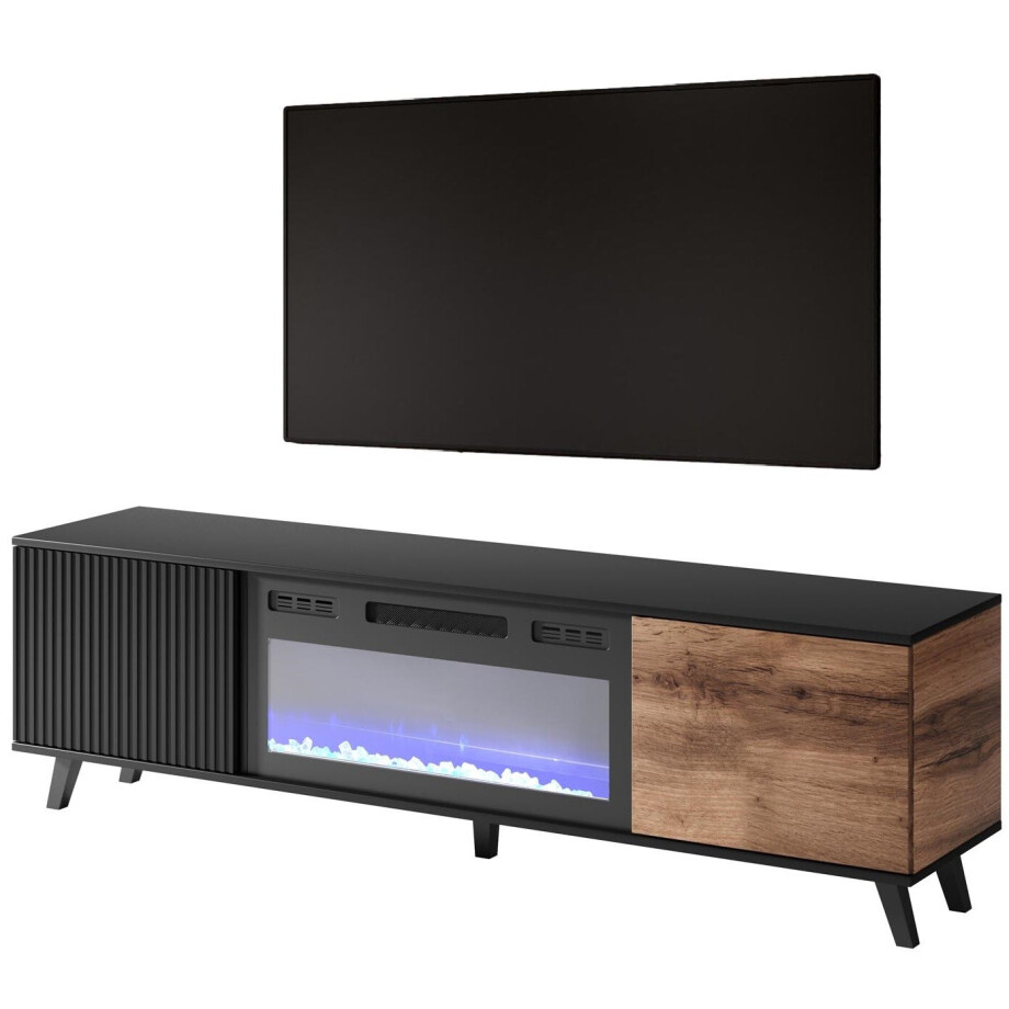 Tv-meubel Random 180 cm breed met sfeerhaard Tv-meubel Random 180 cm breed met sfeerhaard afbeelding 1