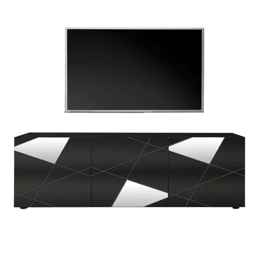 Tv-meubel Vittoria 181 cm breed hoogglans grijs afbeelding 1