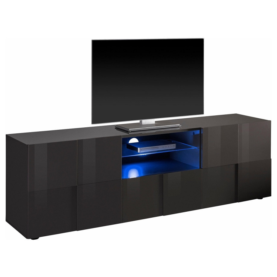 Tv-meubel Dama 181 cm breed - Hoogglans grijs afbeelding 1