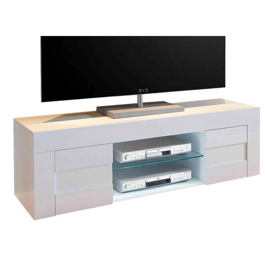 Tv-meubel Easy 138 cm breed - hoogglans wit afbeelding 1