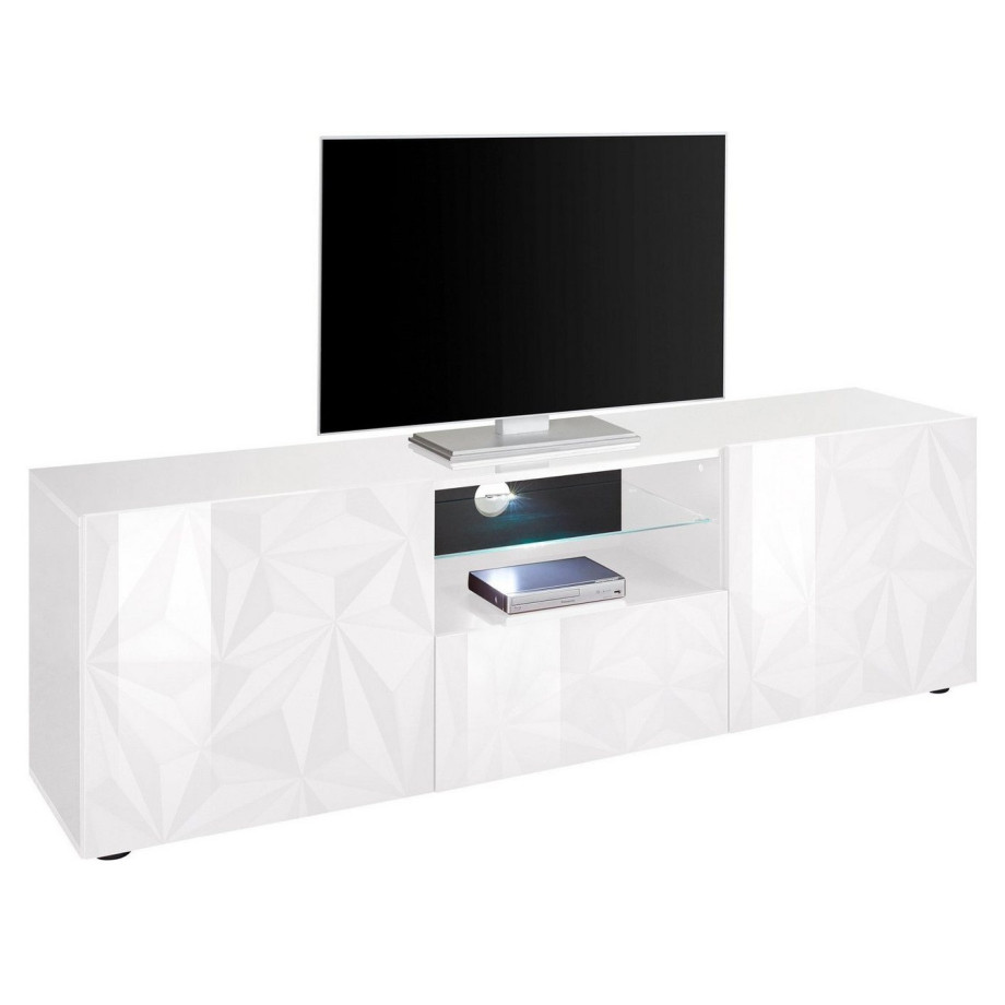 Tv-meubel Kristal 181 cm breed in hoogglans wit afbeelding 1