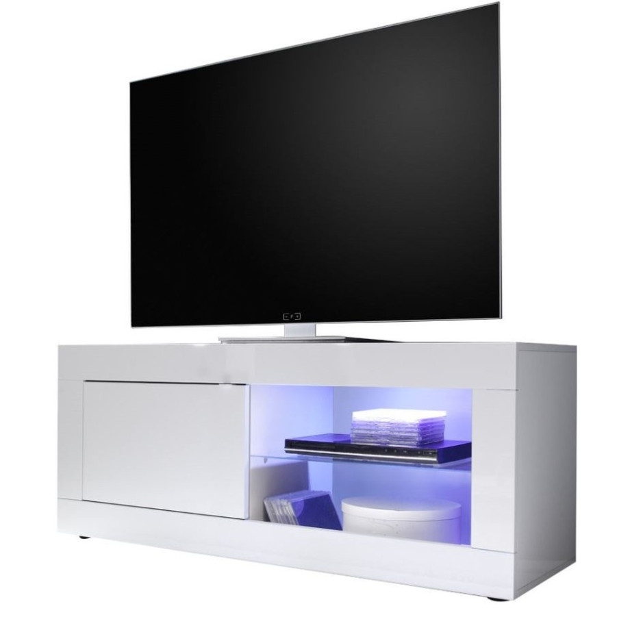 Tv-meubel Tonic 140 cm breed in hoogglans wit afbeelding 1