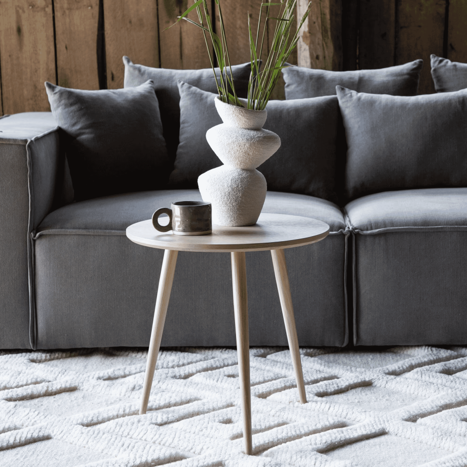 Nohr Ronde Bijzettafel 'Zakia' 48cm, kleur Whitewash Nohr Ronde Bijzettafel 'Zakia' 48cm, kleur Whitewash afbeelding 1