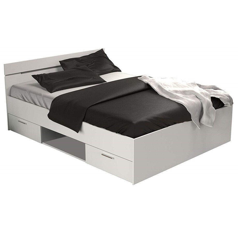 Tweepersoonsbed Lotte 140x190 cm wit Tweepersoonsbed Lotte 140x190 cm wit afbeelding 1