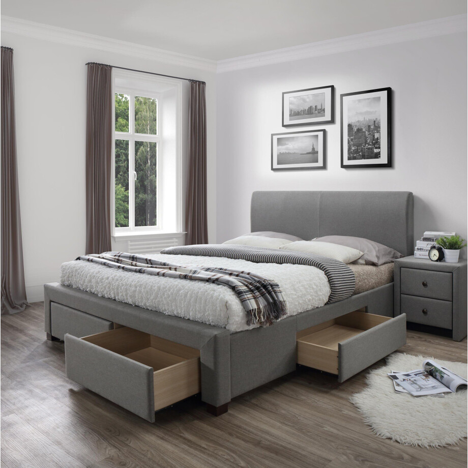 Tweepersoonsbed Modena 160x200 cm grijs Tweepersoonsbed Modena 160x200 cm grijs afbeelding 1