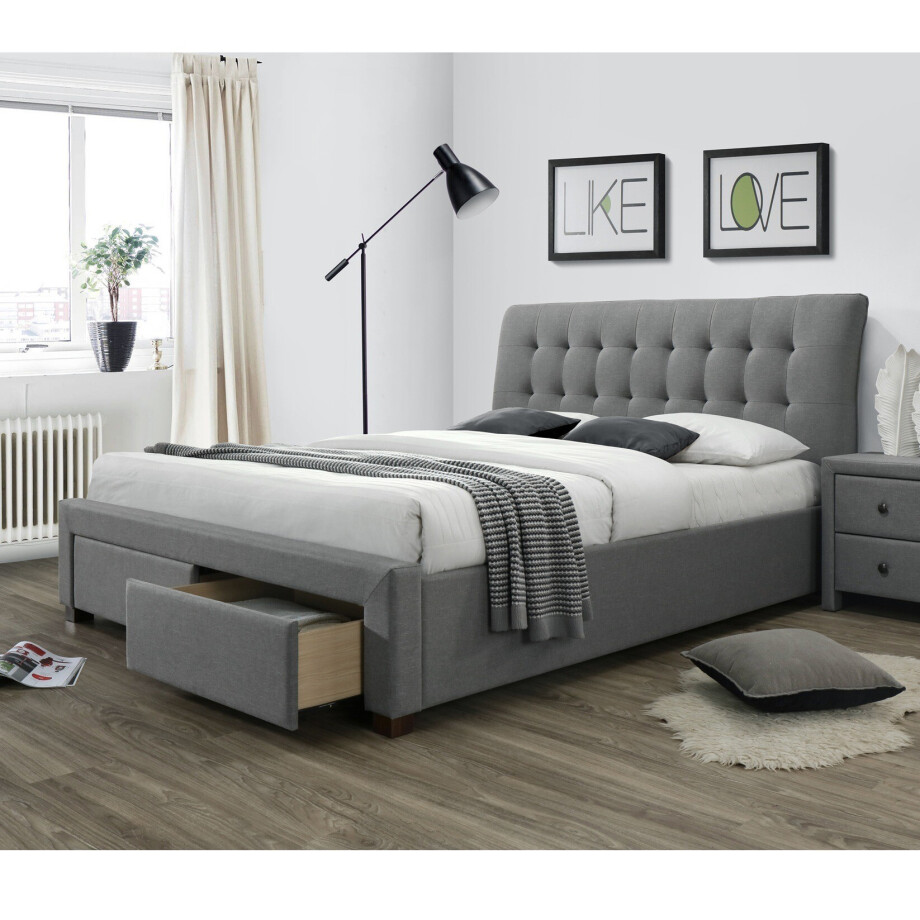 Tweepersoonsbed Percy 160x200cm in grijs Tweepersoonsbed Percy 160x200cm in grijs afbeelding 1